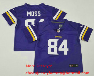 Toddlers Minnesota Vikings #84 Randy Moss Yellow With Patch Cool Base Stitched Baseball Jersey