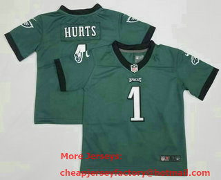 Toddlers Philadelphia Eagles #1 Jalen Hurts Midnight Green 2021 Vapor Untouchable Stitched NFL Nike Limited Jersey