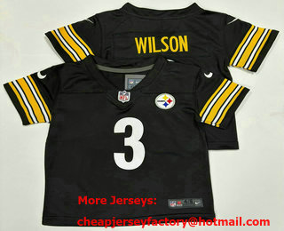 Toddlers Pittsburgh Steelers #3 Russell Wilson Black 2024 Vapor Limited Stitched Jersey