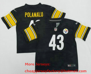 Toddlers Pittsburgh Steelers #43 Troy Polamalu Black 2022 Vapor Untouchable Stitched NFL Nike Throwback Limited Jersey