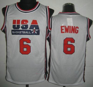 USA Basketball 1992 Olympic Dream Team #6 Patrick Ewing White Jersey