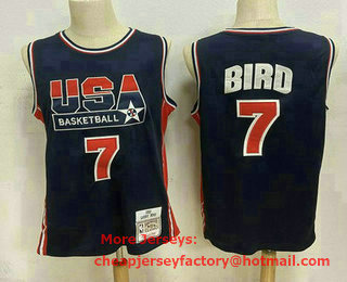 USA Basketball 1992 Olympic Dream Team #7 Larry Bird 1992 Blue Hardwood Classics Soul Swingman Throwback Jersey