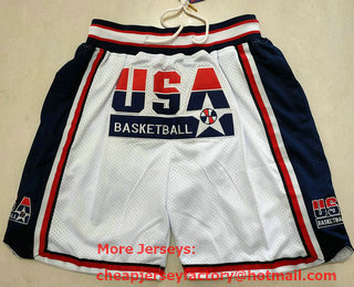 USA Basketball 1992 Olympic Dream Team 1992 White Hardwood Classics Soul Swingman Throwback Shorts