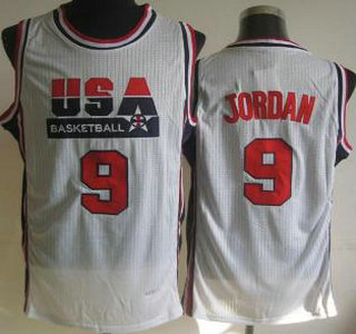 USA Basketball Retro 1992 Olympic Dream Team White Jersey #9 Jordan