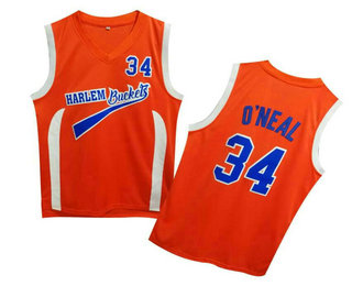 Uncle Drew Harlem Buckets 34 Shaquille O'Neal Orange Movie Basketball Jersey