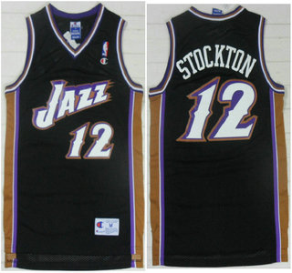 Utah Jazz #12 John Stockton Mountain Black Swingman Throwback Jersey