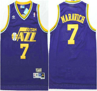 Utah Jazz #7 Pete Maravich Purple Swingman Throwback Jersey