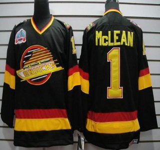 Vancouver Canucks #1 McLean Black Throwback Jersey