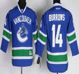 Vancouver Canucks #14 Alexandre Burrows Blue Kids Jersey