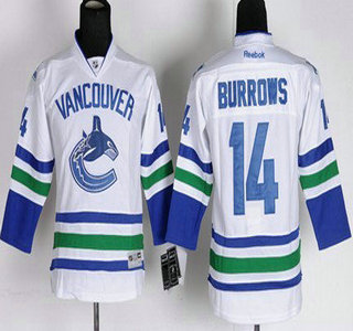 Vancouver Canucks #14 Alexandre Burrows White Kids Jersey