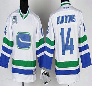 Vancouver Canucks #14 Alexandre Burrows White Third Kids Jersey