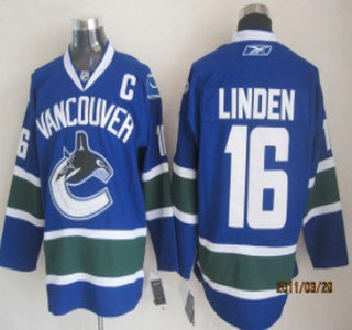 Vancouver Canucks #16 LINDEN Blue Jersey