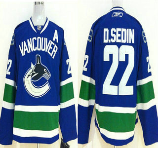 Vancouver Canucks #22 Daniel Sedin With A Patch Blue Jersey