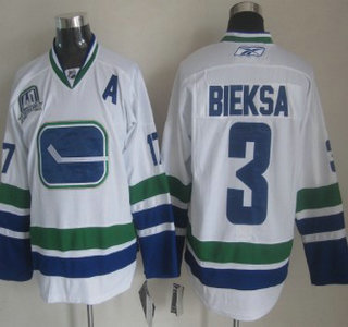 Vancouver Canucks #3 Bieksa White Third Jersey