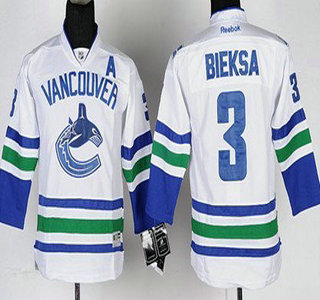 Vancouver Canucks #3 Kevin Bieksa White Kids Jersey