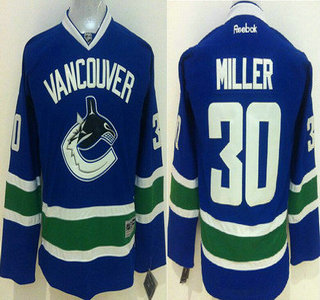 Vancouver Canucks #30 Ryan Miller Blue Kids Jersey