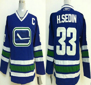 Vancouver Canucks #33 Henrik Sedin With C Patch Blue Jersey