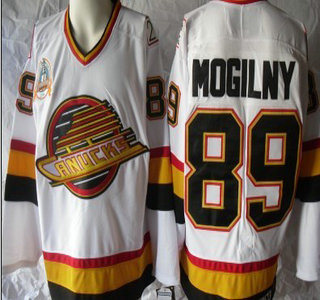Vancouver Canucks #89 Mogilny White Throwback CCM Jersey