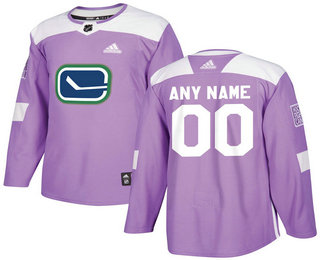 Vancouver Canucks Purple Adidas Hockey Fights Cancer Custom Practice Jersey