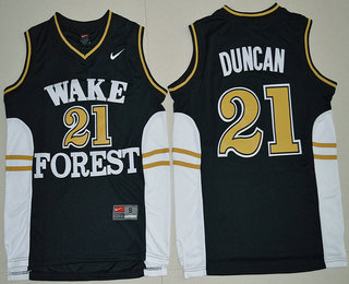 Wake Forest Demon Deacons #21 Tim Duncan Black 2016 College Basketball Nike Jersey
