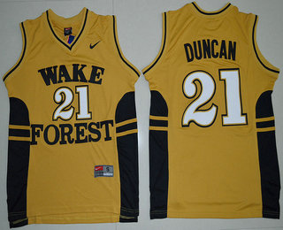 Wake Forest Demon Deacons #21 Tim Duncan Gold 2016 College Basketball Nike Jersey