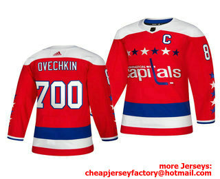 Washington Capitals #8 Alexander Ovechkin Men's Adidas 700 Goals Alternate Authentic Player NHL Jersey Red