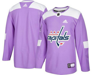 Washington Capitals Purple Adidas Hockey Fights Cancer Custom Practice Jersey