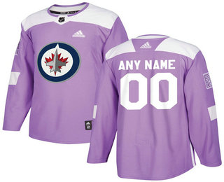 Winnipeg Jets Purple Adidas Hockey Fights Cancer Custom Practice Jersey