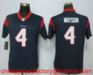 Women's 2017 NFL Draft Houston Texans #4 Deshaun Watson Navy Blue Alternate Stitched NFL Nike Limited Jersey