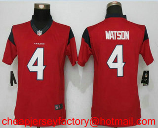 Women's 2017 NFL Draft Houston Texans #4 Deshaun Watson Red Team Color Stitched NFL Nike Limited Jersey