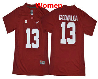 Women's Alabama Crimson Tide #13 Tua Tagovailoa Red Stitched College Football Nike Jersey