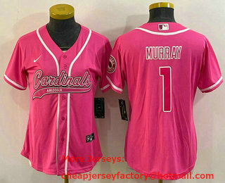 Women's Arizona Cardinals #1 Kyler Murray Pink With Patch Cool Base Stitched Baseball Jersey