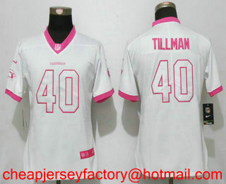 Women's Arizona Cardinals #40 Pat Tillman White Pink 2016 Color Rush Fashion NFL Nike Limited Jersey