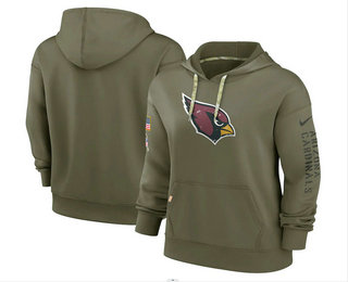 Women's Arizona Cardinals 2022 Olive Salute to Service Therma Performance Pullover Hoodie