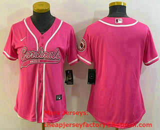 Women's Arizona Cardinals Blank Pink With Patch Cool Base Stitched Baseball Jersey