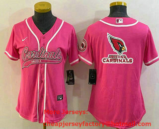 Women's Arizona Cardinals Pink Team Big Logo With Patch Cool Base Stitched Baseball Jersey