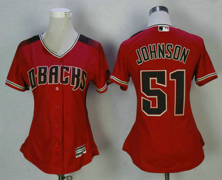 Women's Arizona Diamondbacks #51 Randy Johnson Red Brick Alternate Stitched MLB Cool Base Jersey
