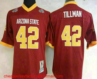Women's Arizona State Sun Devils #42 Pat Tillman Red Throwback Stitched College Football NCAA Jersey
