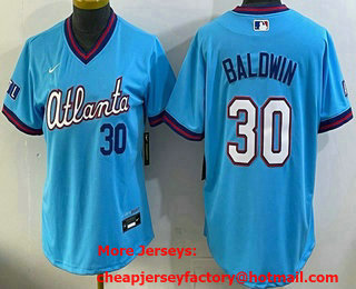Women's Atlanta Braves #30 Drake Baldwin Light Blue 2026 City Connect Stadium Jersey