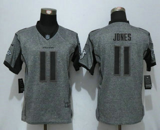 Women's Atlanta Falcons #11 Julio Jones Gray Gridiron Stitched NFL Nike Limited Jersey