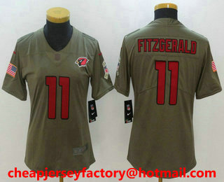 Women's Arizona Cardinals #11 Larry Fitzgerald Olive 2017 Salute To Service Stitched NFL Nike Limited Jersey