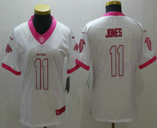 Women's Atlanta Falcons #11 Julio Jones White Pink 2016 Color Rush Fashion NFL Nike Limited Jersey