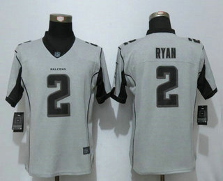 Women's Atlanta Falcons #2 Matt Ryan Gray Gridiron II Stitched NFL Nike Limited Jersey