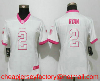Women's Atlanta Falcons #2 Matt Ryan White Pink 2016 Color Rush Fashion NFL Nike Limited Jersey