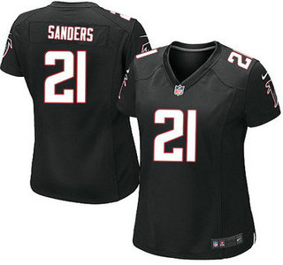 Women's Atlanta Falcons #21 Deion Sanders Black Retired Player NFL Nike Game Jersey