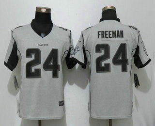 Women's Atlanta Falcons #24 Devonta Freeman Gray Gridiron II Stitched NFL Nike Limited Jersey