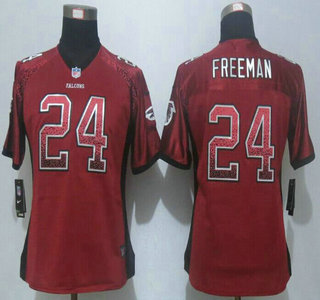 Women's Atlanta Falcons #24 Devonta Freeman Nike Drift Fashion Red Elite Jersey