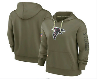 Women's Atlanta Falcons 2022 Olive Salute to Service Therma Performance Pullover Hoodie