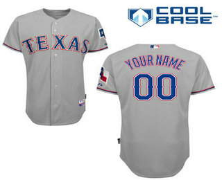 Women's Authentic Personalized Texas Rangers Gray Basball Jersey
