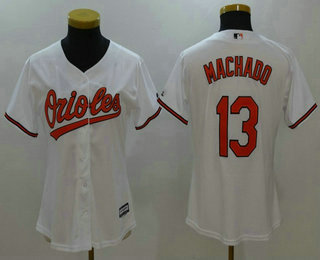Women's Baltimore Orioles #13 Manny Machado White Home Cool Base Baseball Jersey